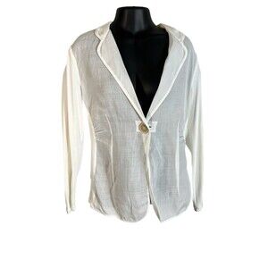 Brunello Cucinelli Jacket White Sheer Cotton M Ramie Solid Sleeves Light Cool